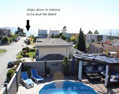 Hele huset/lejligheden Ocean View 3 Bedroom Home With Pool! Steps To The Beach. Monthly Rental Only. (White Rock, Canada)