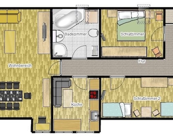 Koko talo/asunto quiet, attractive apartment with 2 bedrooms (Walldorf, Saksa)