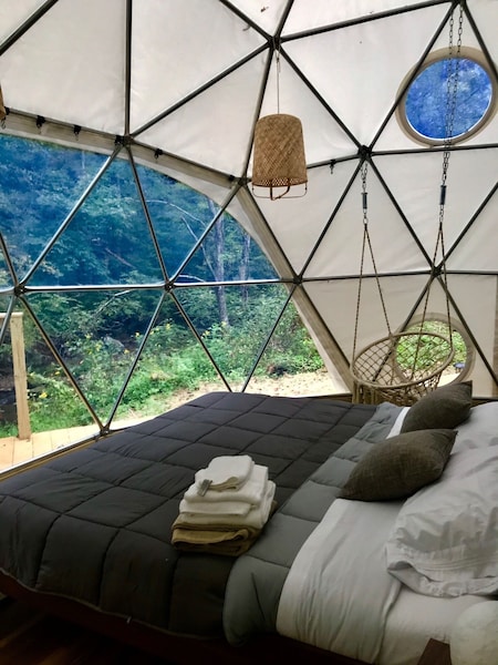 Glamping Geodesic Dome Tent - Trout Stream, Fire Pit & Privacy